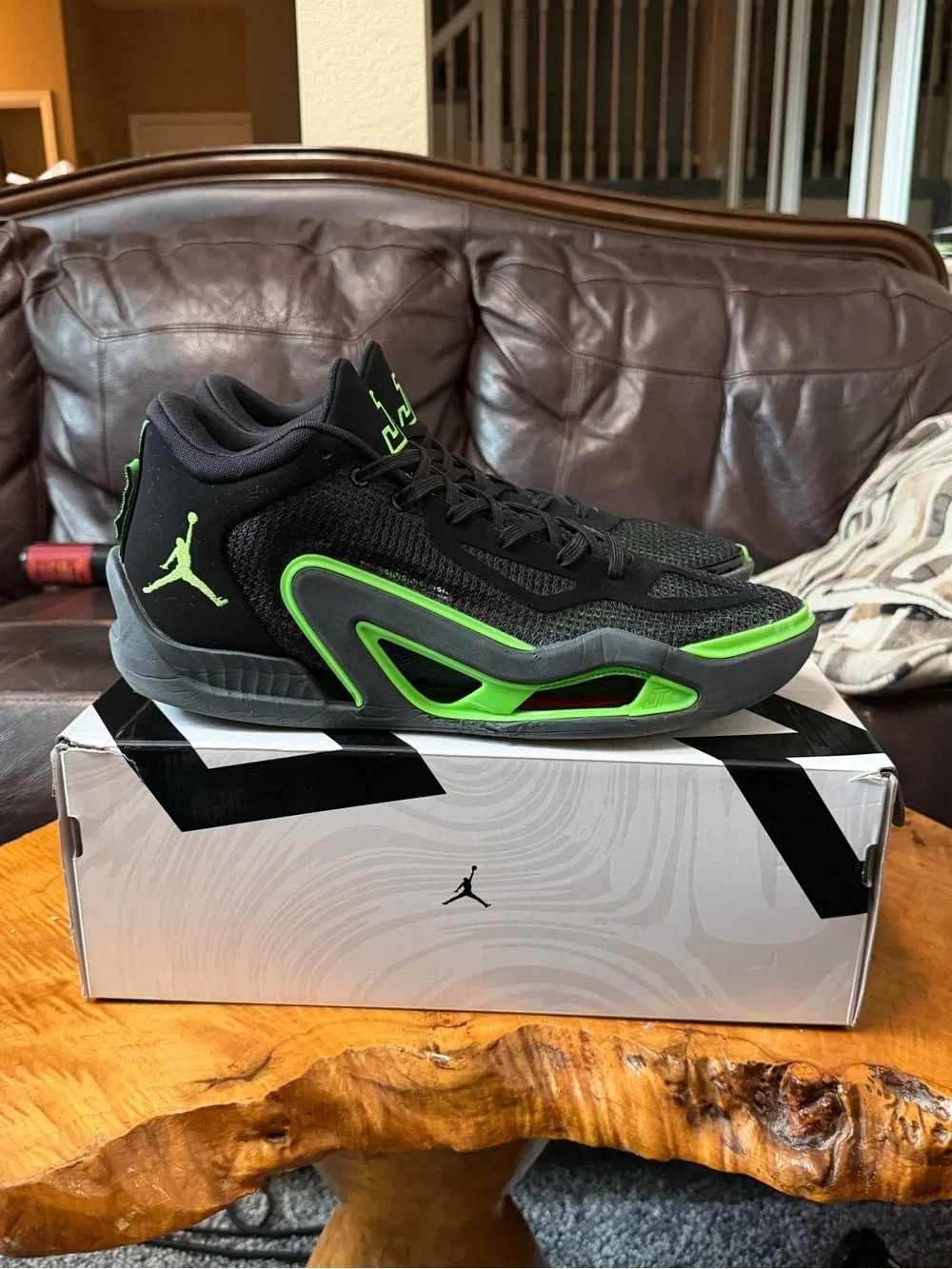Jordan Tatum 1 Green Strike Black Neon Men Size 13 Women 14.5 DZ3324-003 w Box